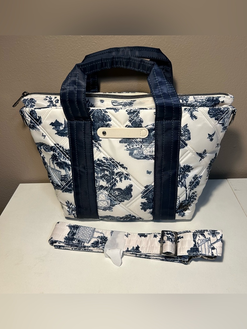 Lug Storybook Blue White Dory LE nylon tote crossbody removable strap NWOT